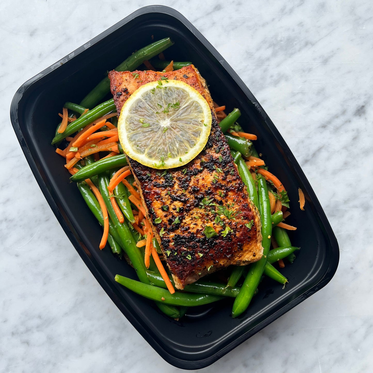 Low Carb Lemon & Herb Salmon With Green Beans, GF