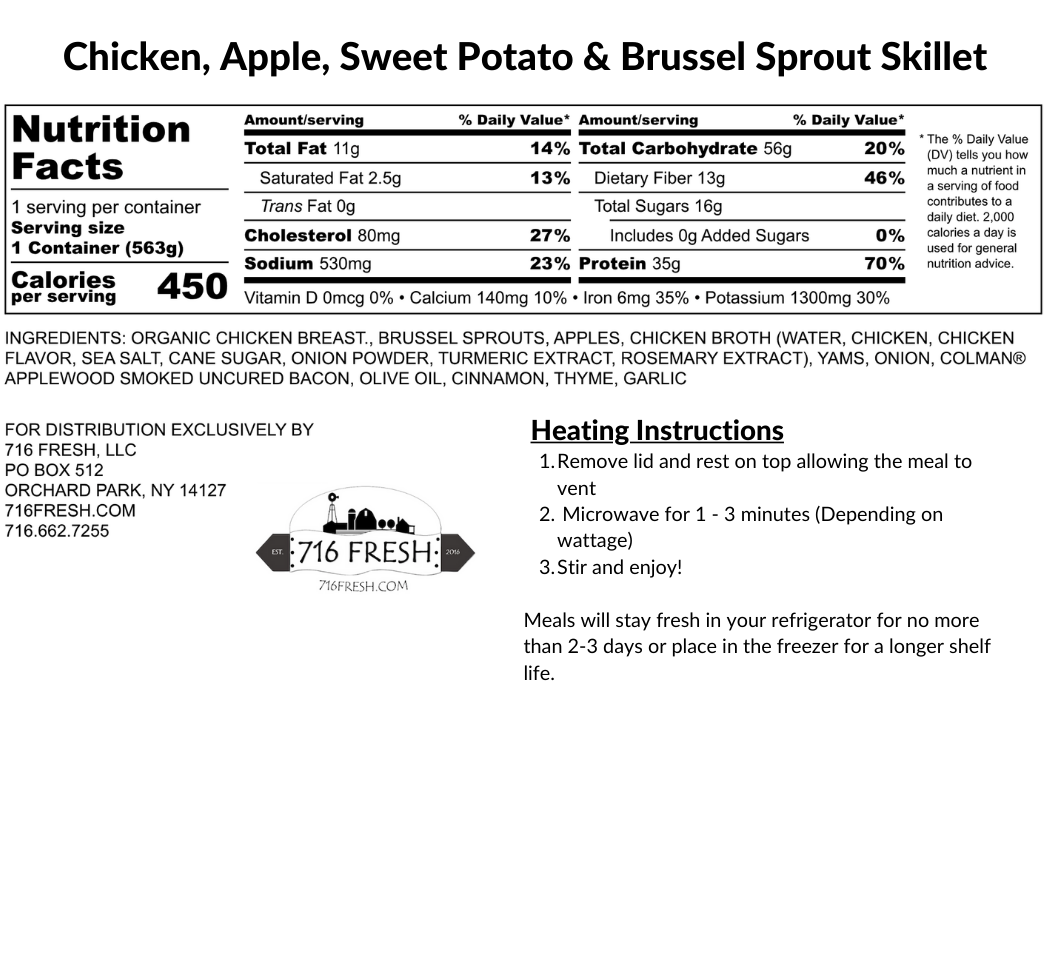 Chicken, Apple, Sweet Potato and Brussel Sprout Skillet, GF, DF