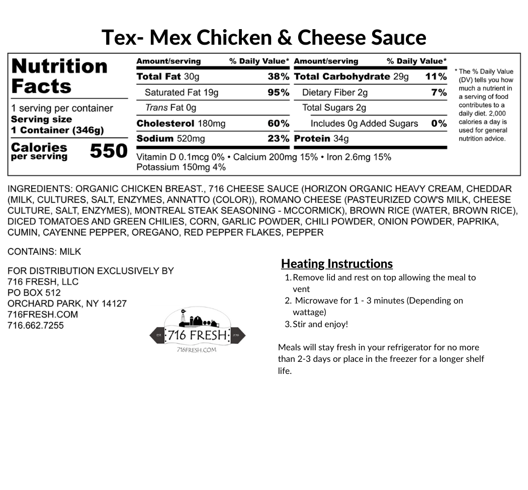 Tex-Mex Chicken & Cheese Sauce,GF