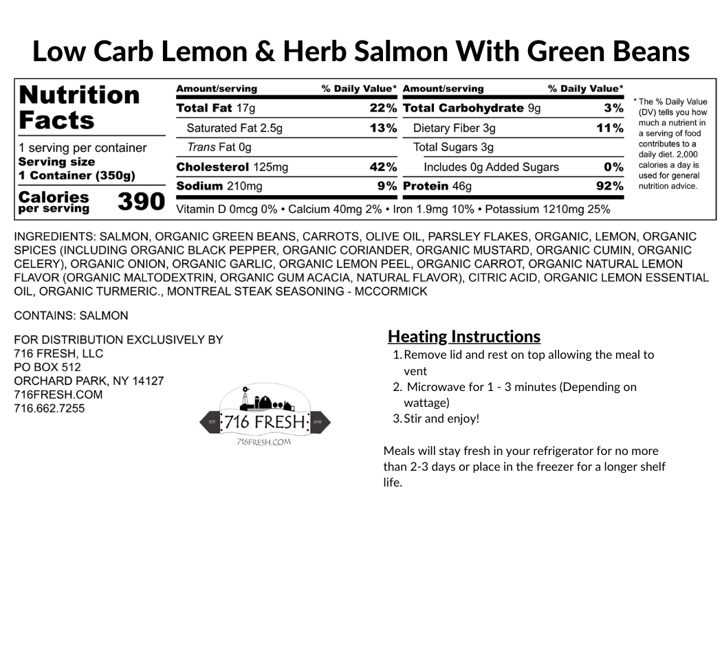 Low Carb Lemon & Herb Salmon With Green Beans, GF