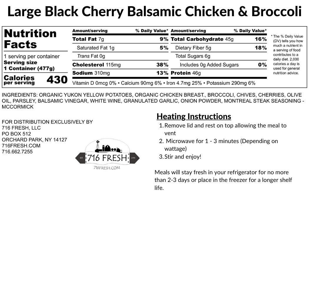 Large Black Cherry Balsamic Chicken & Broccoli, GF,DF