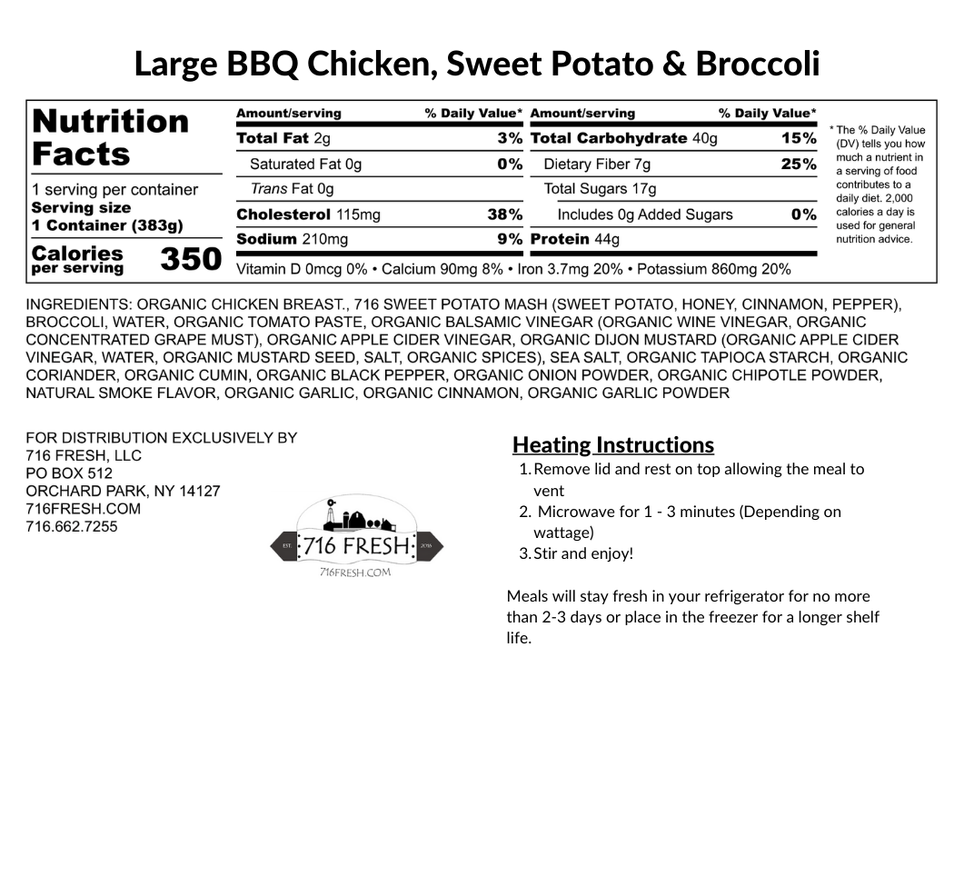 Large BBQ Chicken, Sweet Potato & Broccoli, GF