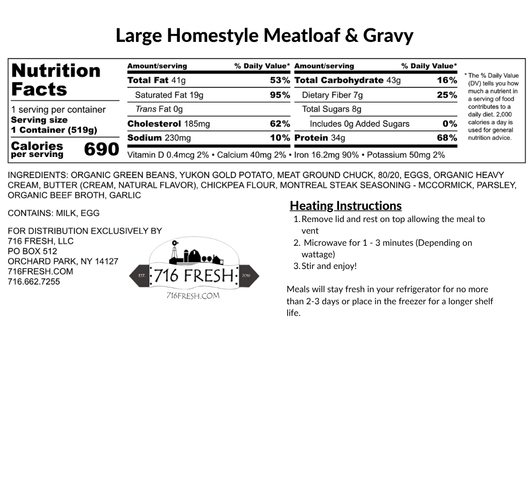 Large Homestyle Meatloaf & Gravy, GF