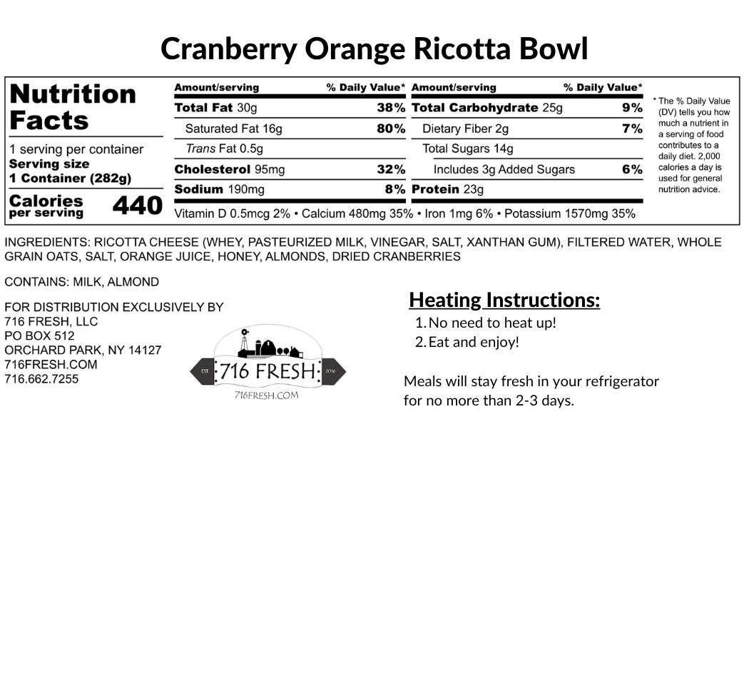 Cranberry Orange Ricotta Bowl, GF