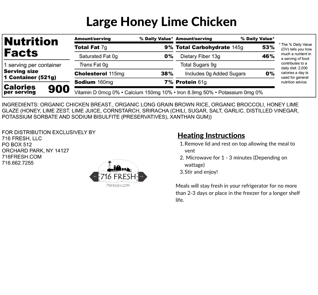 Large Honey Lime Chicken, GF