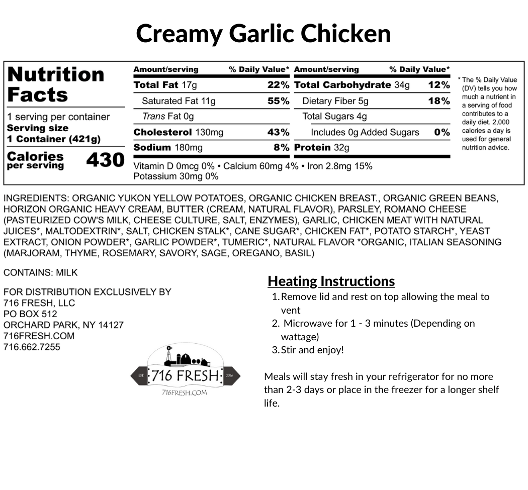 Creamy Garlic Chicken, GF