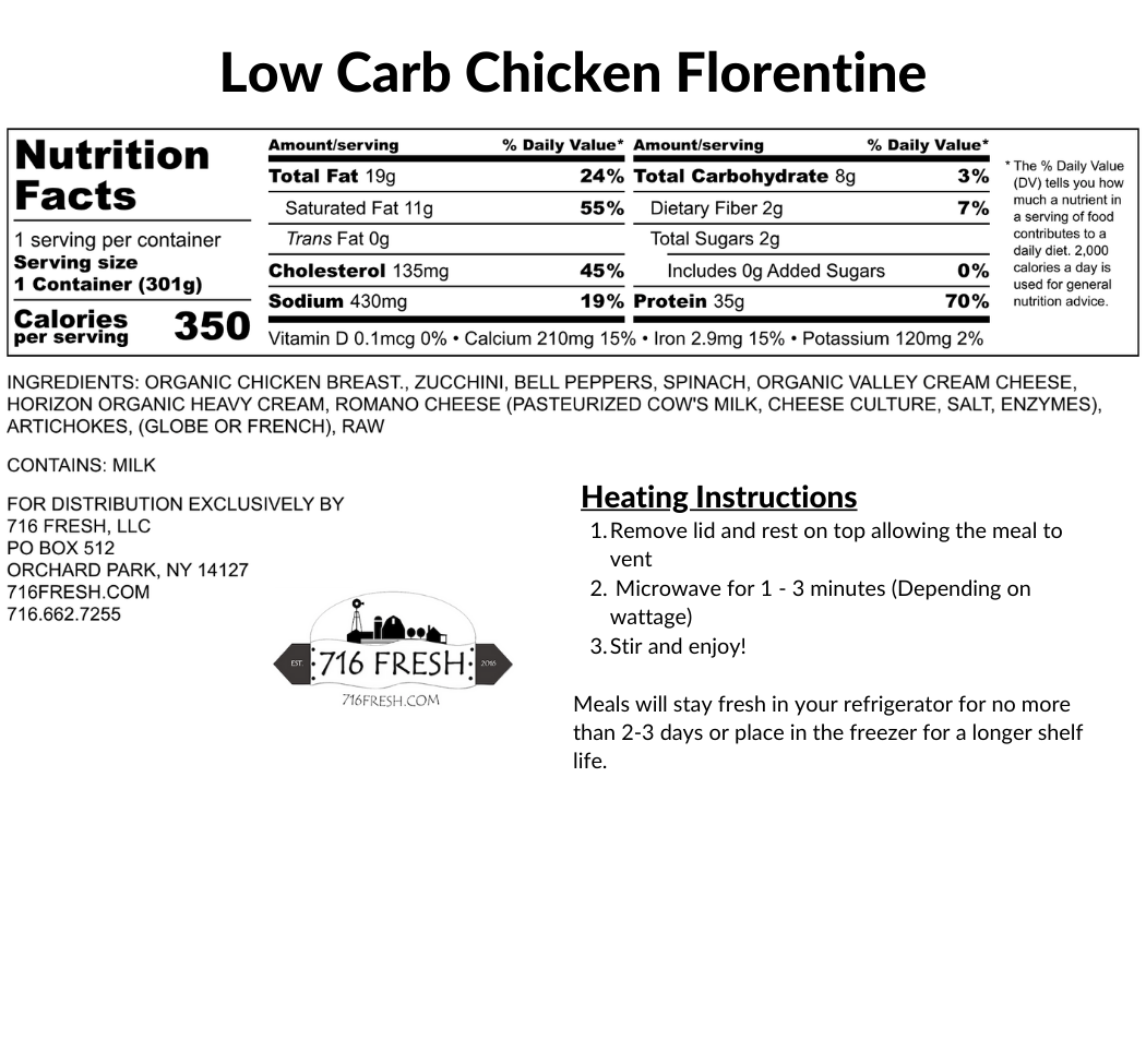 Low Carb Chicken Florentine, GF