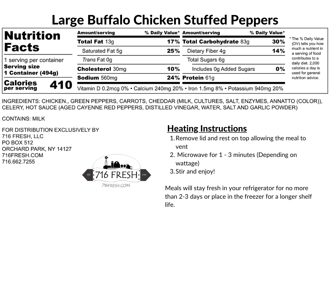 Large Buffalo Chicken Stuffed Pepper, GF