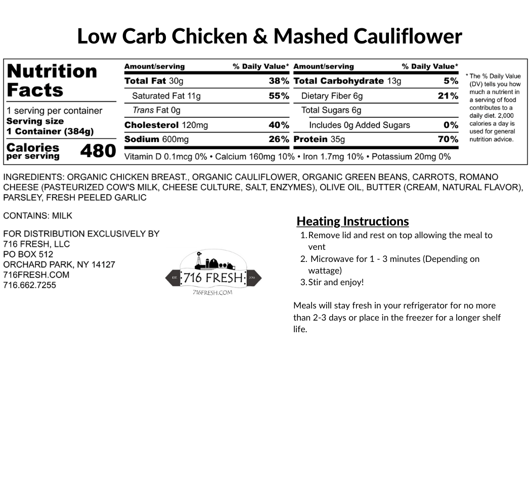 Low Carb Chicken & Mashed Cauliflower