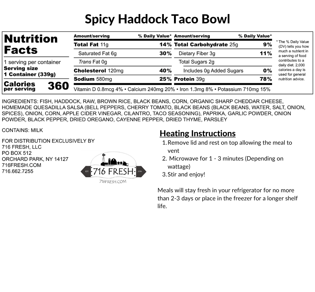 Spicy Haddock Taco Bowl, GF