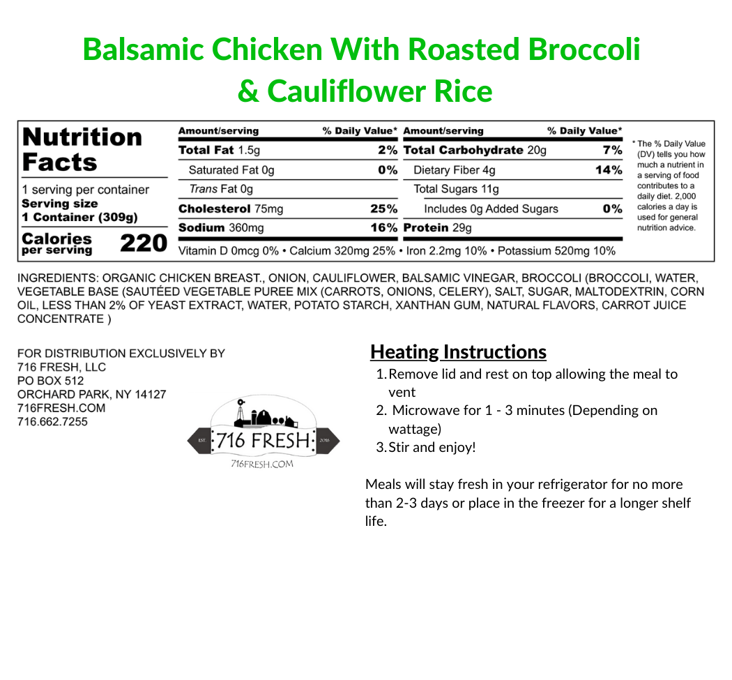 Balsamic Chicken With Roasted Broccoli & Cauliflower Rice, GF,DF