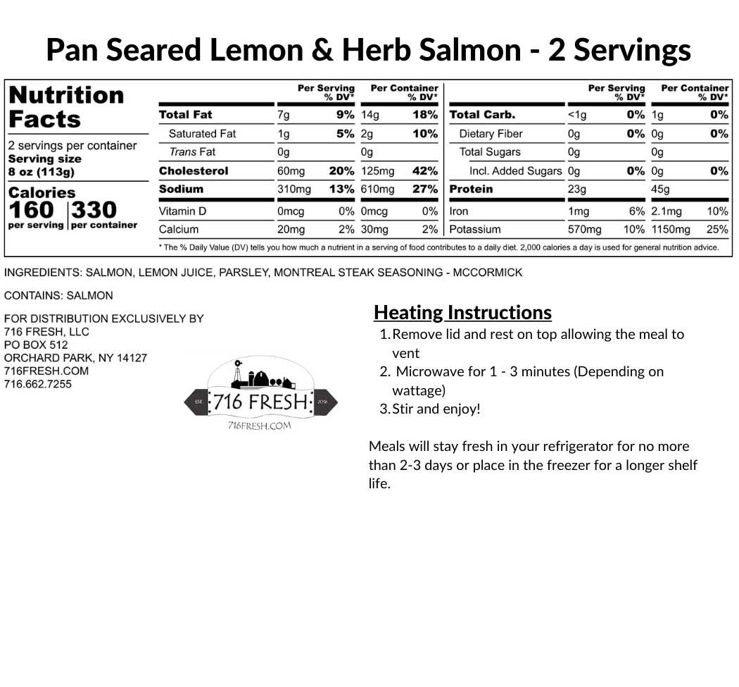 Pan Seared Lemon & Herb Salmon- 2 Servings