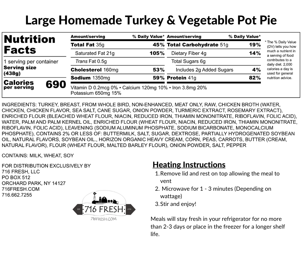 Large Homemade Turkey & Vegetable Pot Pie