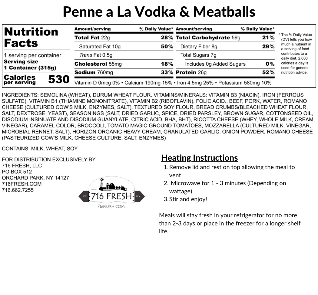 Penne a La Vodka & Meatballs