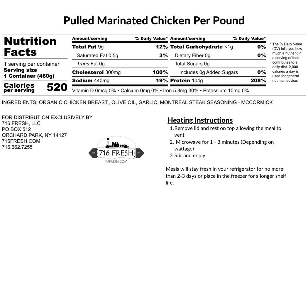 Pulled Marinated Chicken Per Pound
