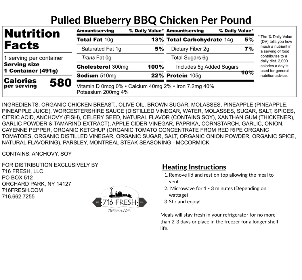 Pulled Blueberry BBQ Chicken Per Pound