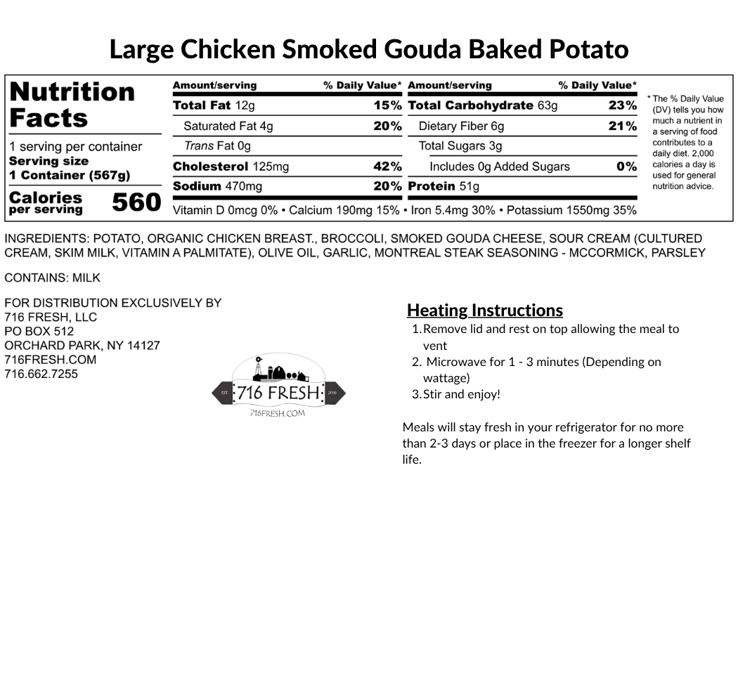 Large Chicken Smoked Gouda Baked Potato, GF