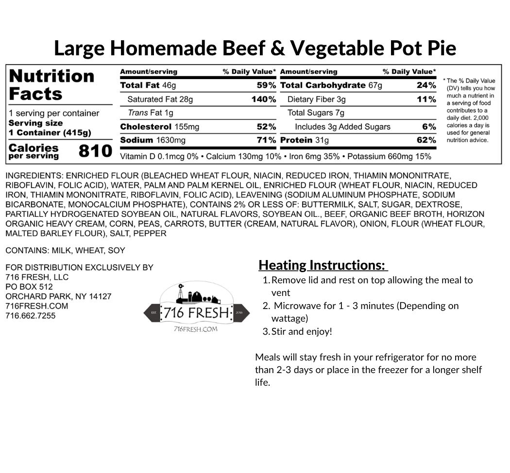 Large Homemade Beef & Vegetable Pot Pie
