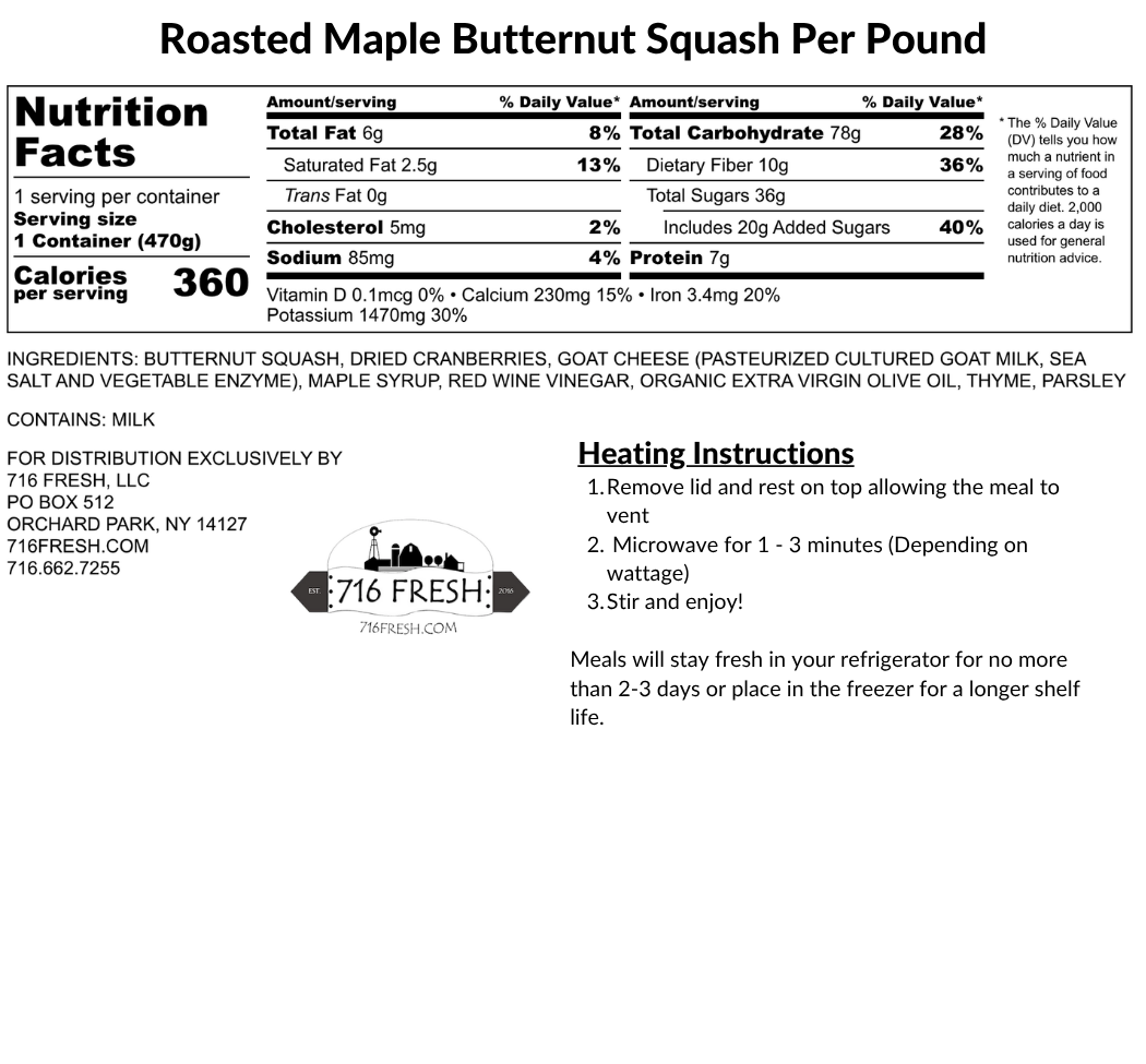 Roasted Maple Butternut Squash Per Pound