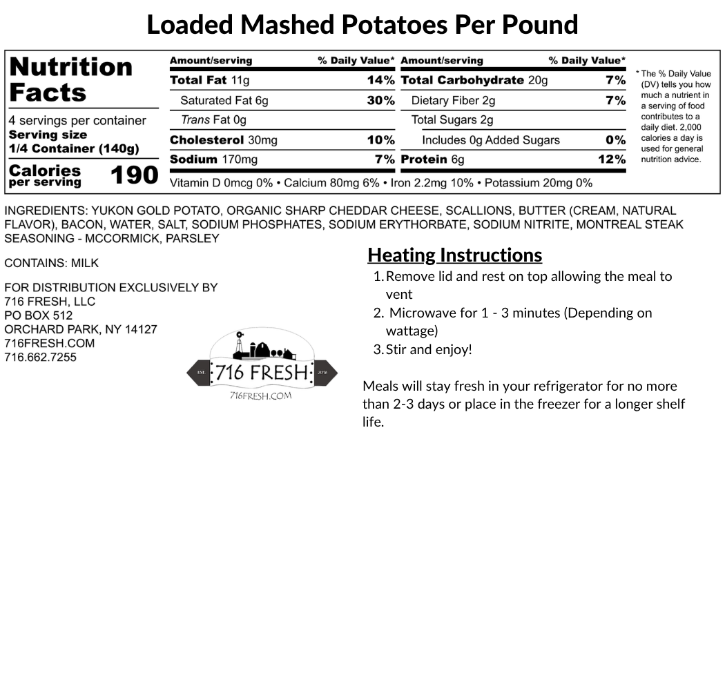 Loaded Mashed Potatoes Per Pound, GF