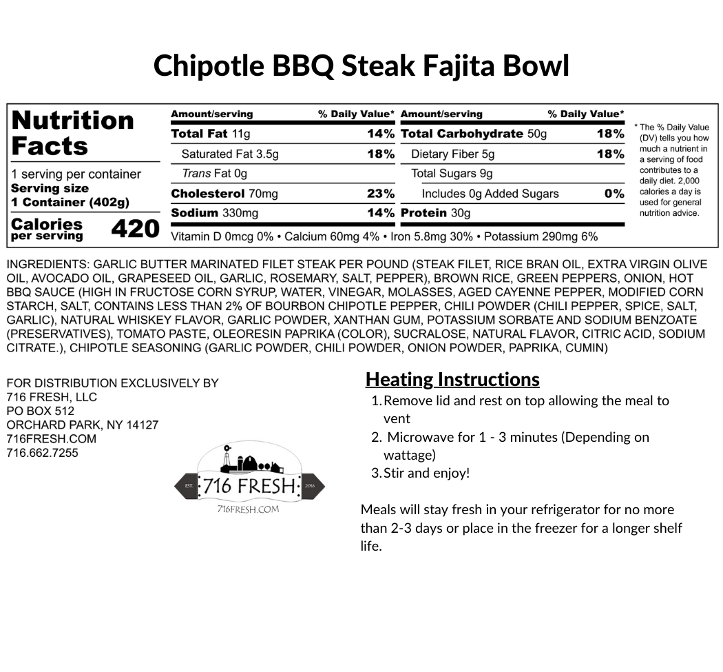 Chipotle BBQ Steak Fajita Bowl GF, DF