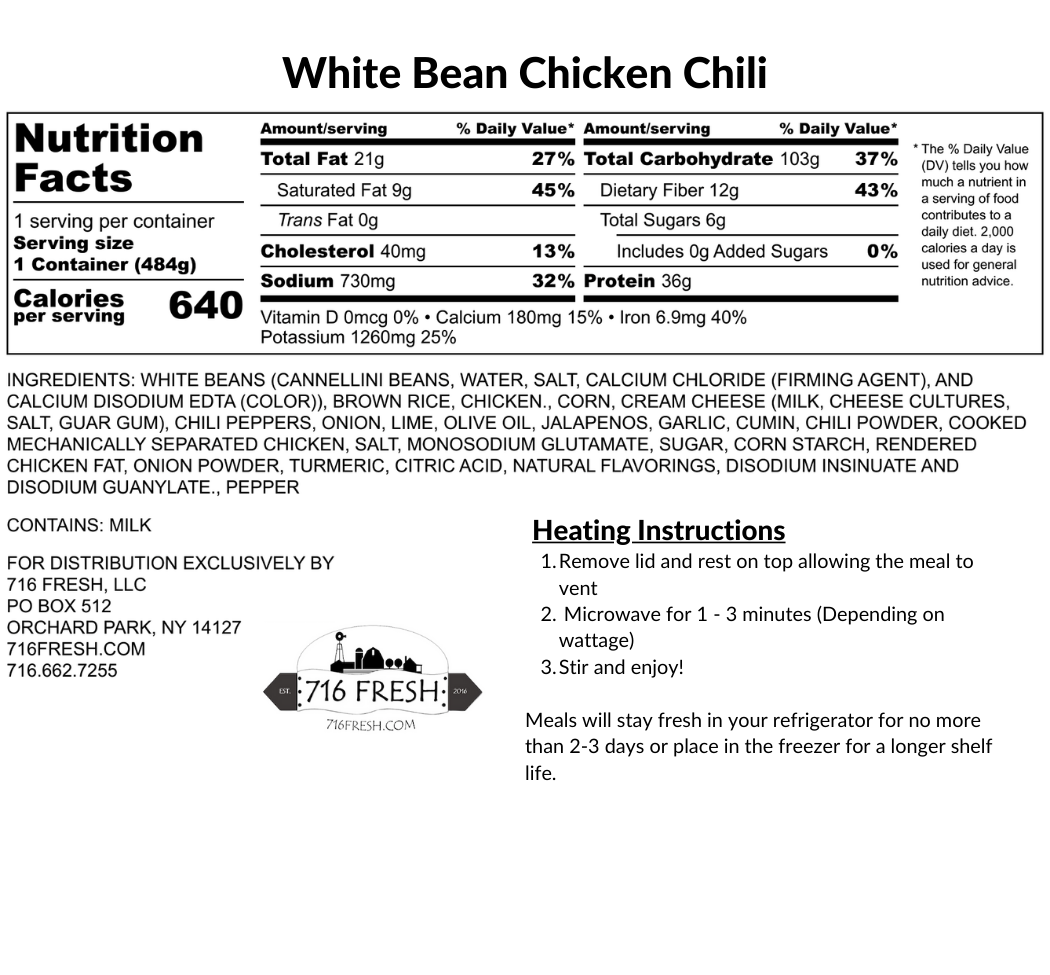 White Bean Chicken Chili, GF