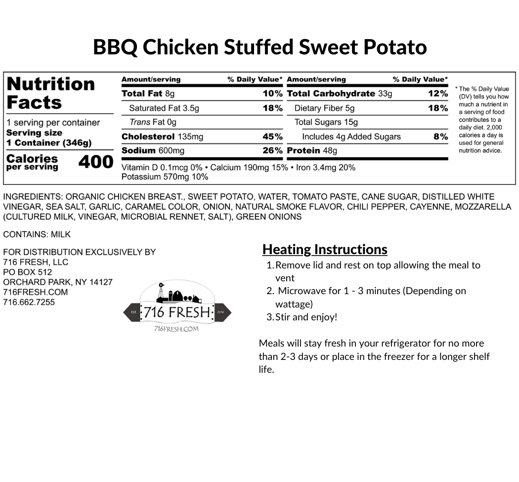 BBQ Chicken Stuffed Sweet Potato, GF