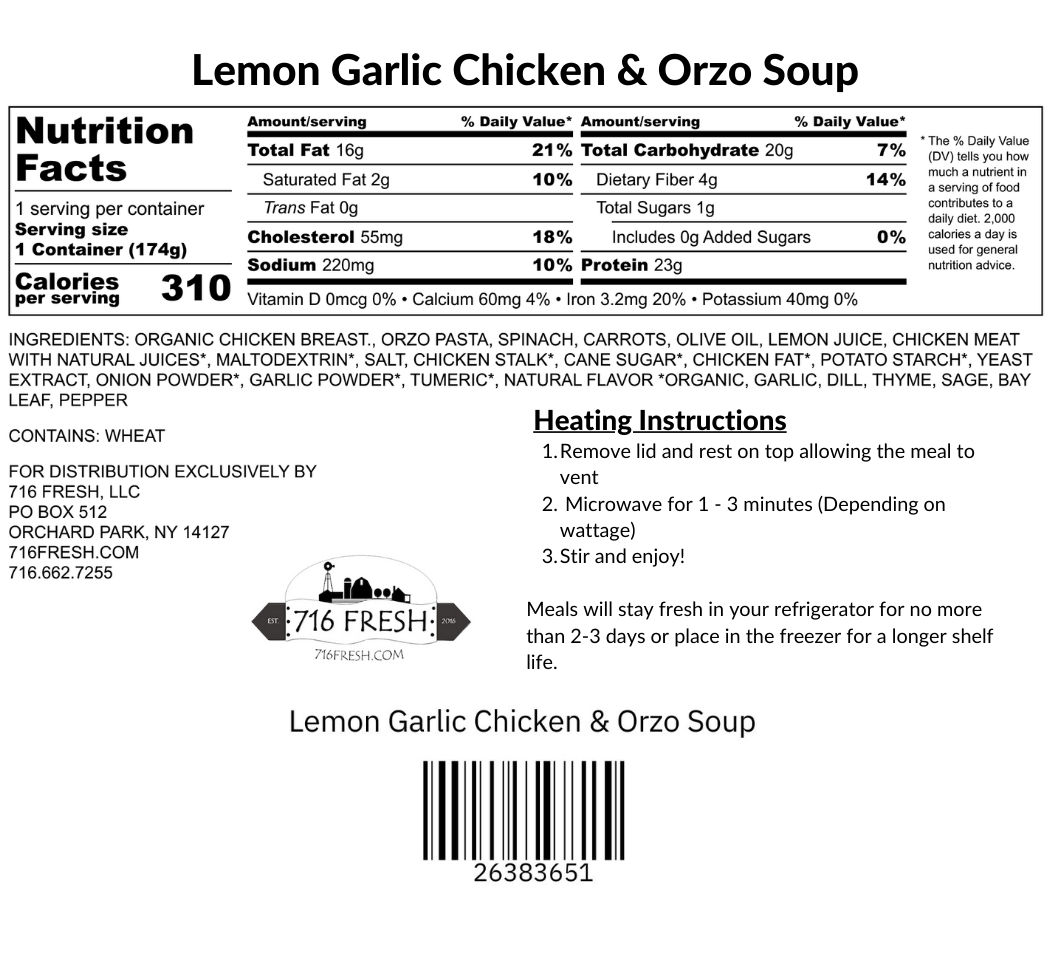 Lemon Garlic Chicken and Orzo Soup, DF