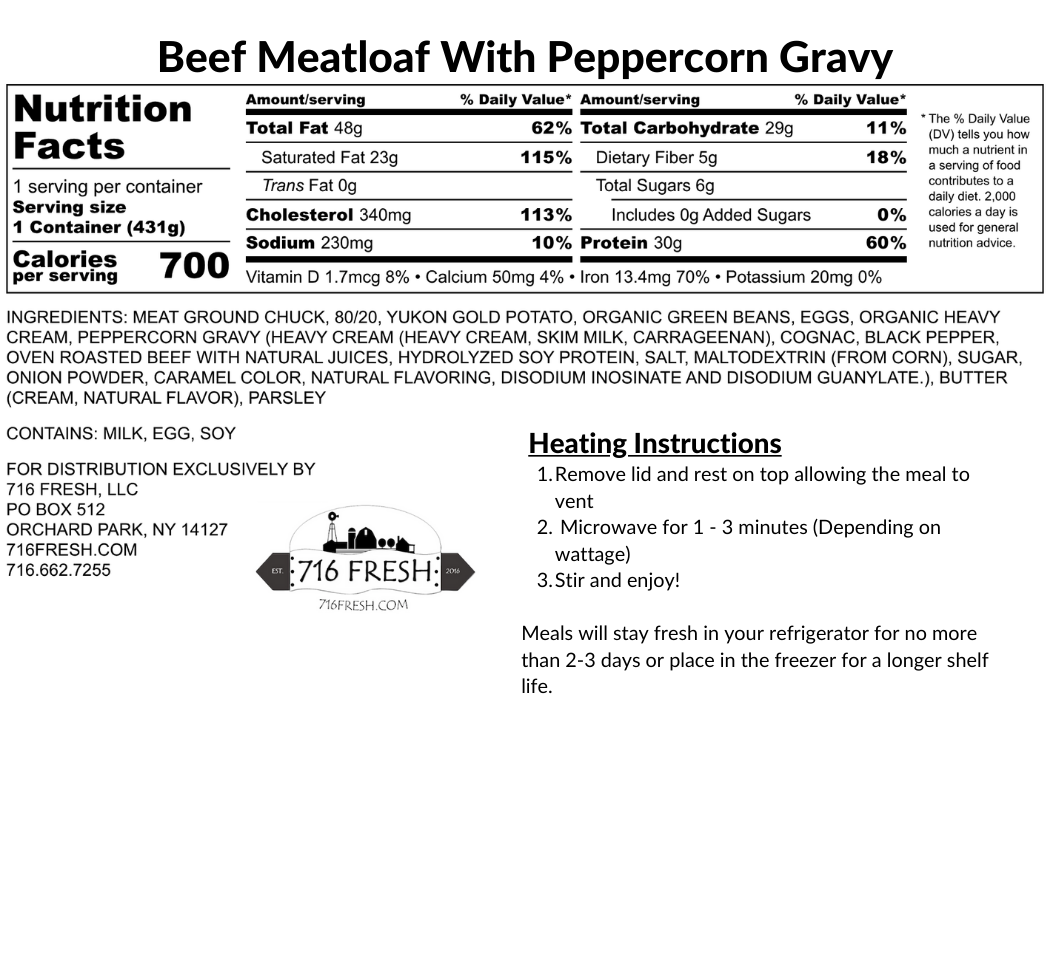 Beef Meatloaf with Peppercorn Gravy, GF