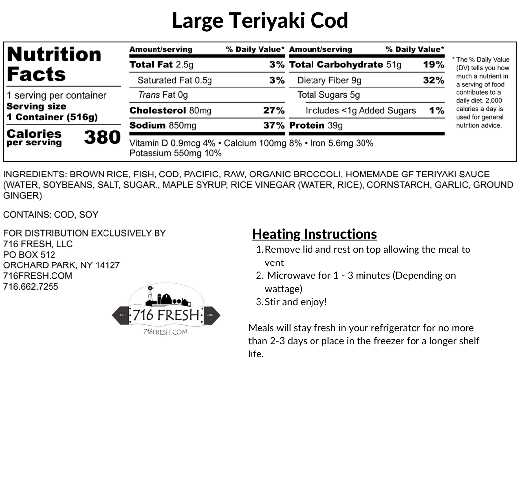 Large Teriyaki Cod, GF