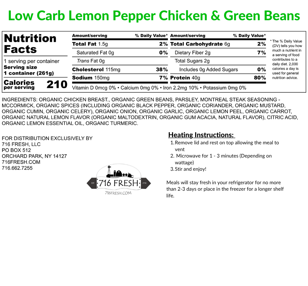 Low Carb Lemon Pepper Chicken & Green Beans, GF, DF