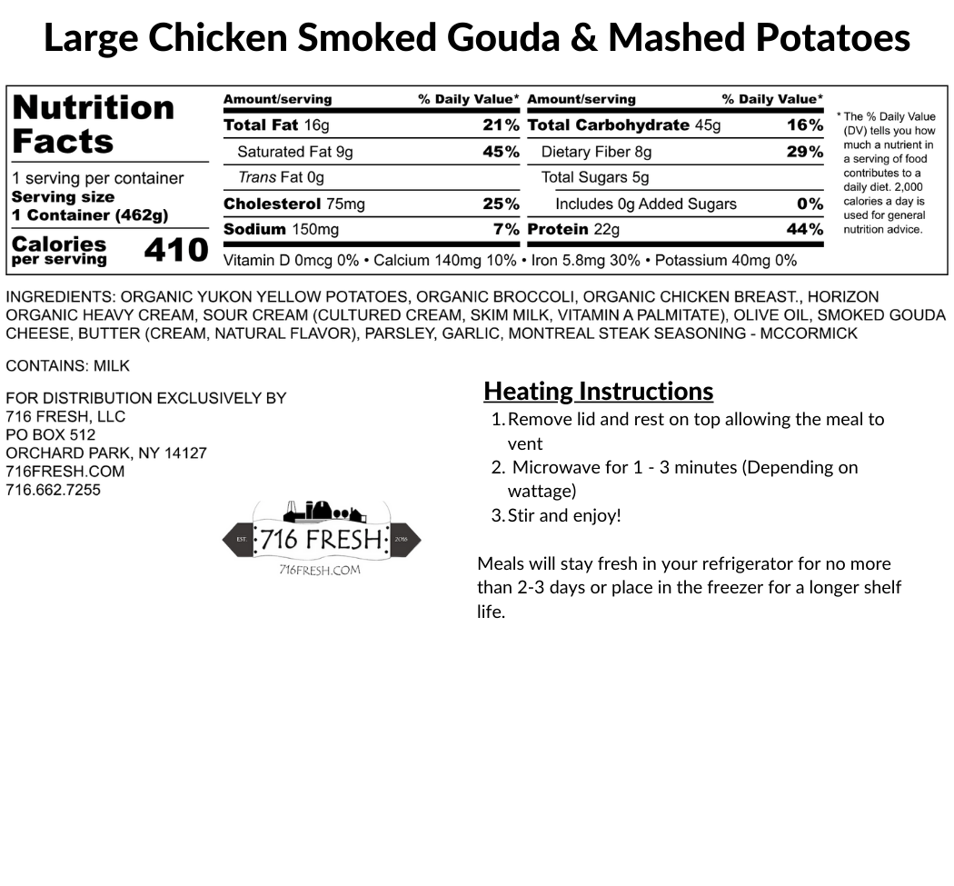 Large Chicken Smoked Gouda & Mashed Potatoes, GF
