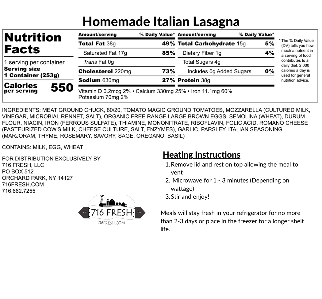 Homemade Italian lasagna