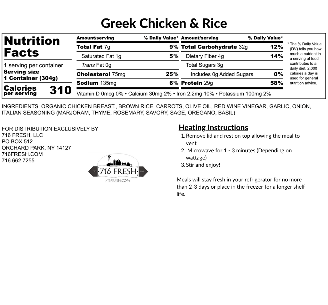 Greek Chicken & Rice, GF,DF