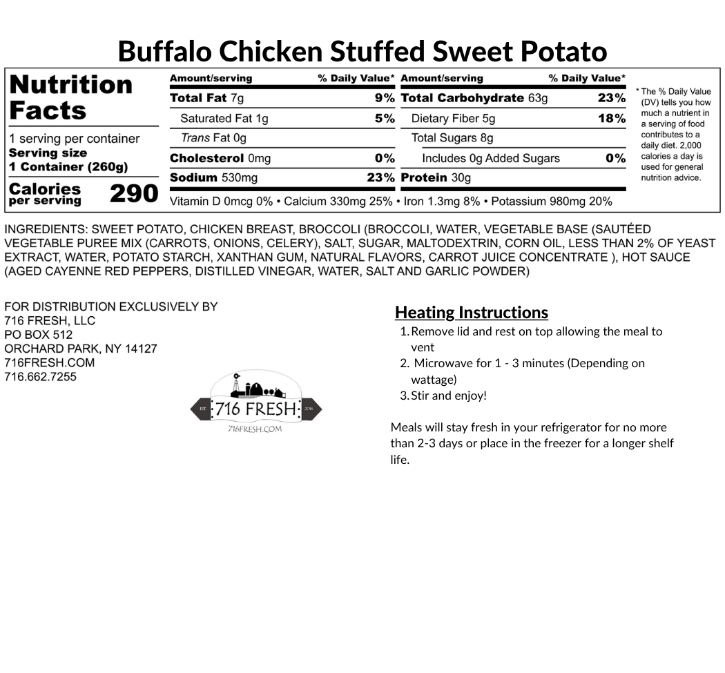 Buffalo Chicken Stuffed Sweet Potato, GF, DF