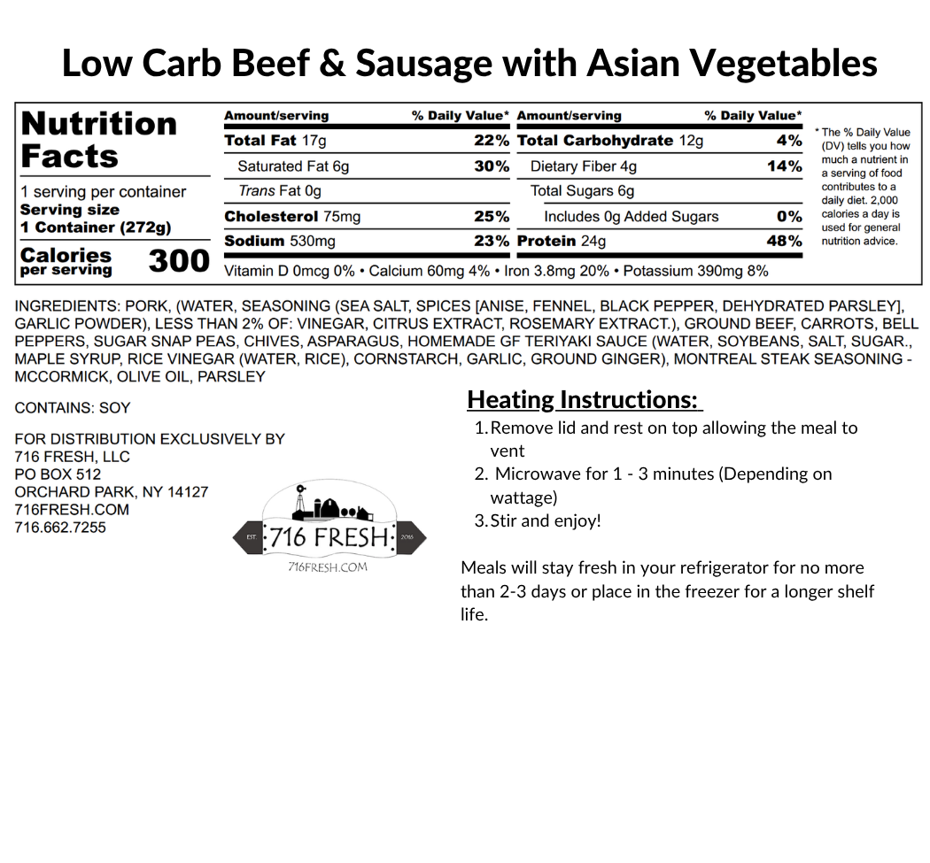 Low Carb Beef & Sausage with Asian Vegetables