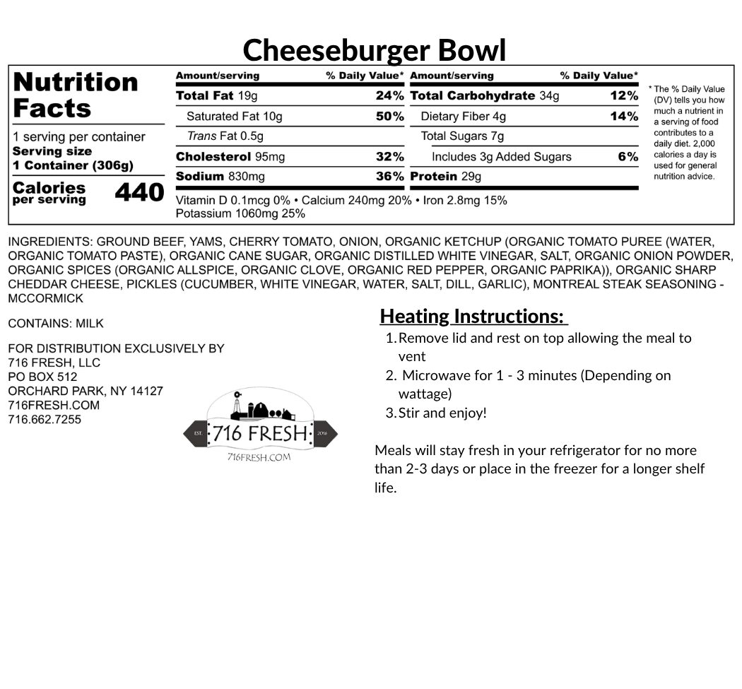 Cheeseburger Bowl, GF