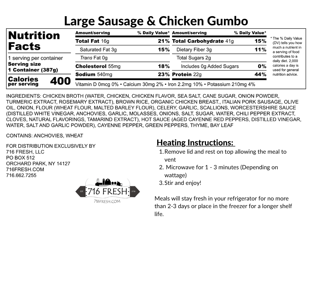 Large Sausage & Chicken Gumbo, DF