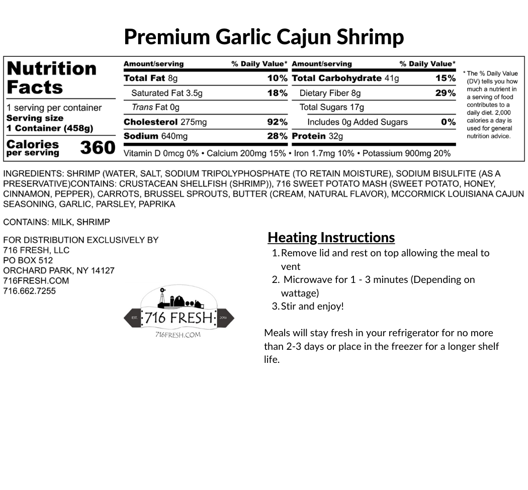 Premium Garlic Cajun Shrimp, GF, DF
