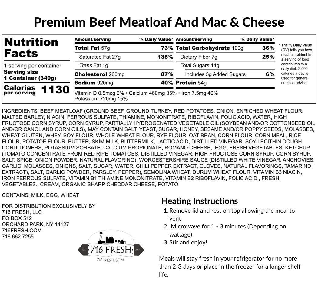 Premium Beef Meatloaf And Mac & Cheese