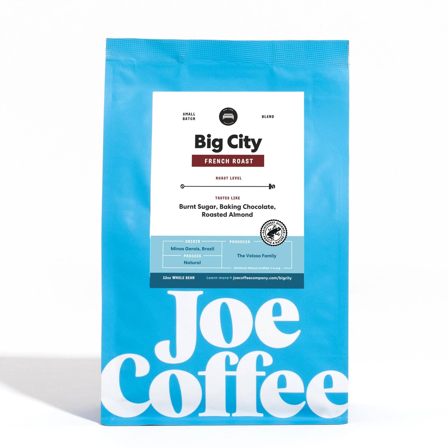 Big City Dark Roast Coffee, 12 oz, Kosher, Rainforest Alliance Certified, NYC Roaster: Whole Bean