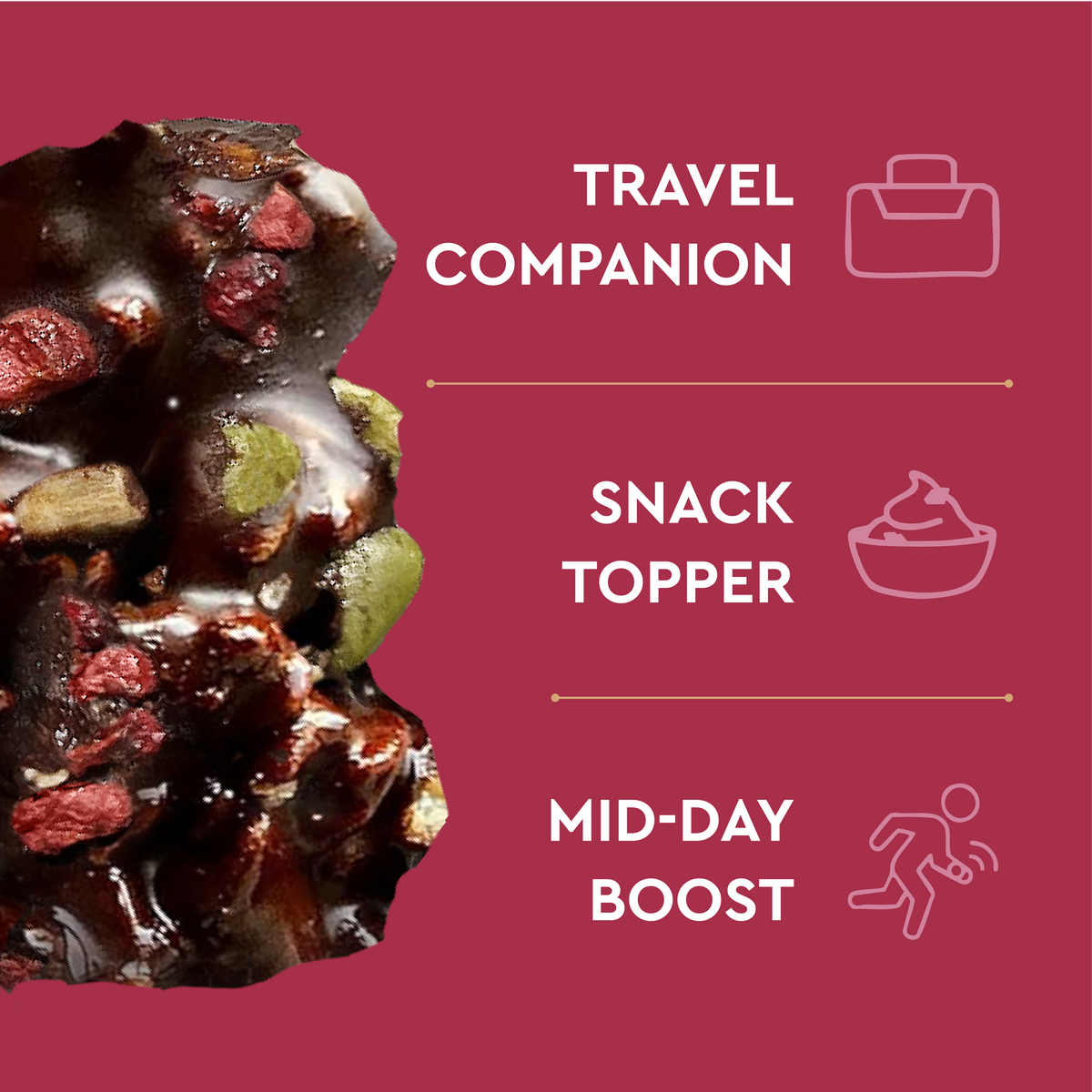 SEEDLY, Raspberry Bliss, Dark Chocolate Bark, 3.6 Oz.