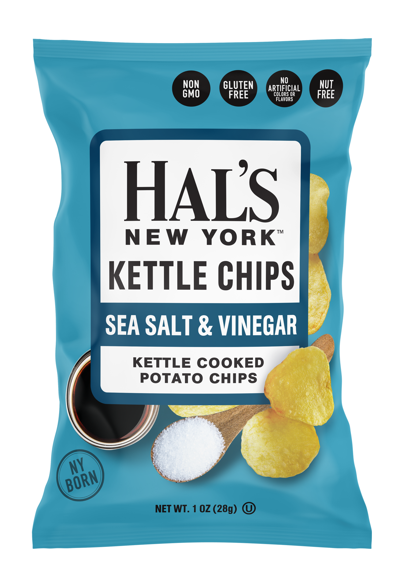 Hal's New York Kettle Chip Sea Salt Vinegar 1oz Single Serve