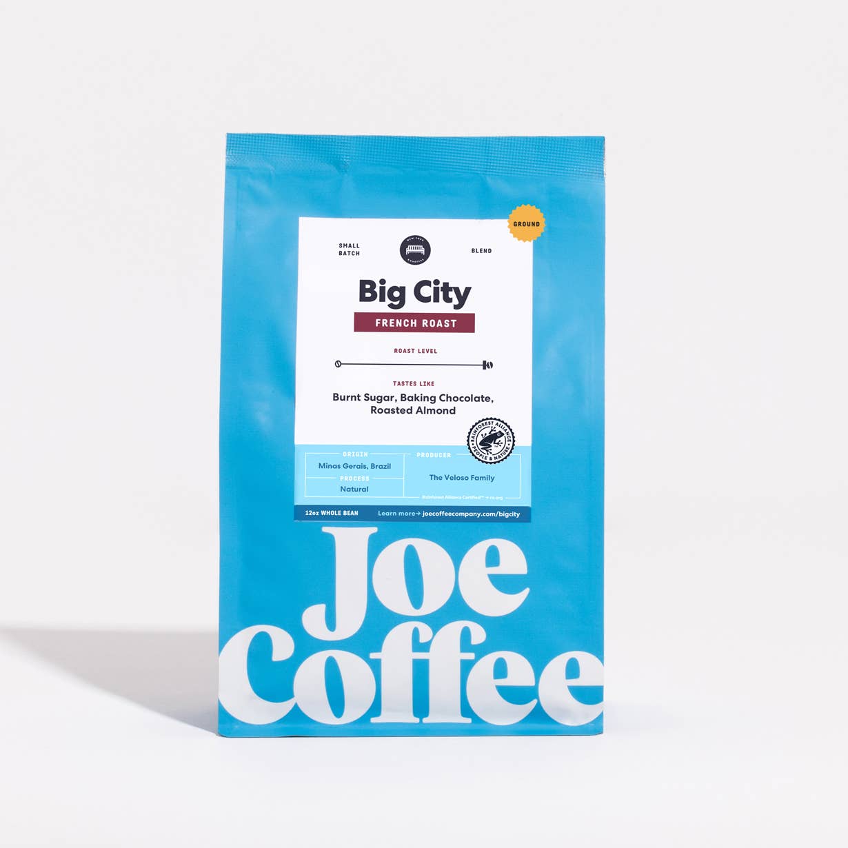 Big City Dark Roast Coffee, 12 oz, Kosher, Rainforest Alliance Certified, NYC Roaster: Whole Bean