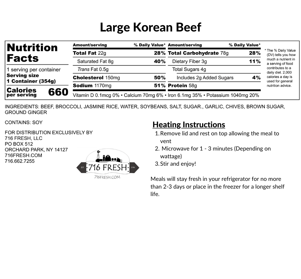 Large Korean Beef, GF, DF