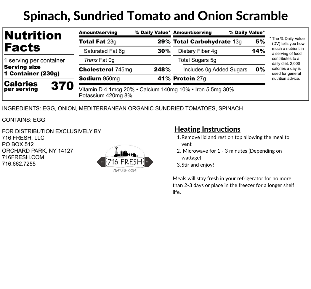 Spinach, Sun-Dried Tomato and Onion Scramble, GF, DF