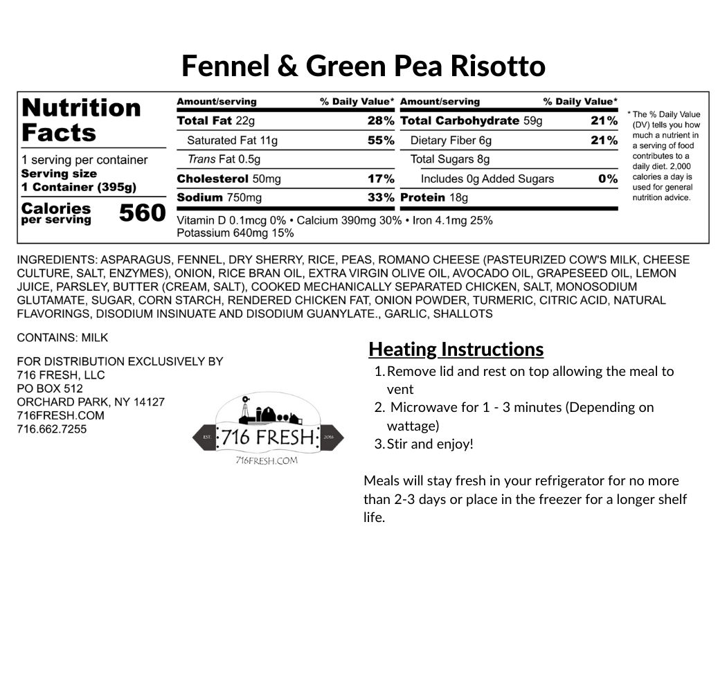 Fennel & Green Pea Risotto, GF, VG
