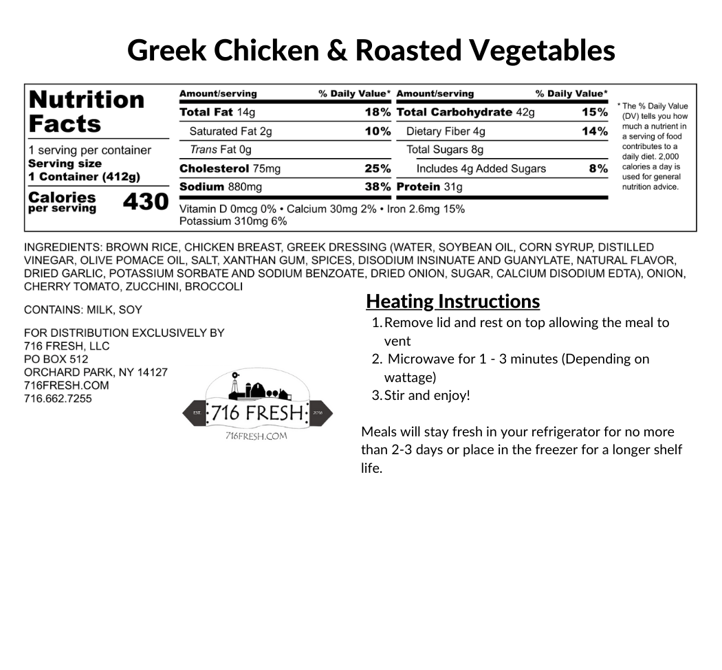 Greek Chicken & Roasted Vegetables, GF