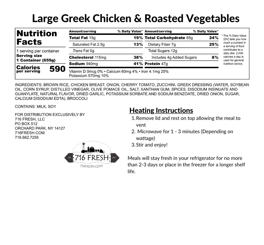 Large Greek Chicken & Roasted Vegetables, GF