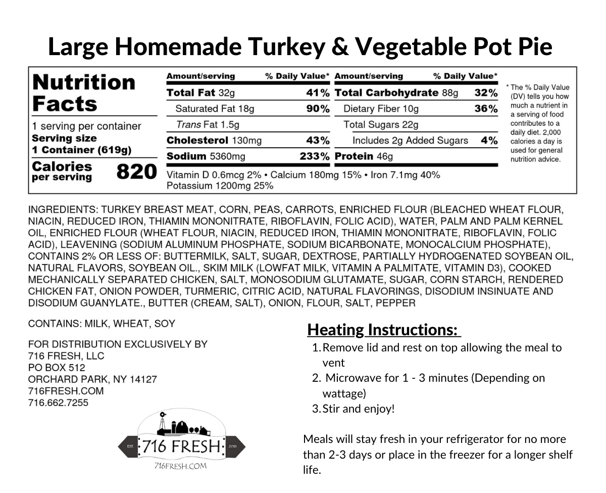 Large Homemade Turkey & Vegetable Pot Pie